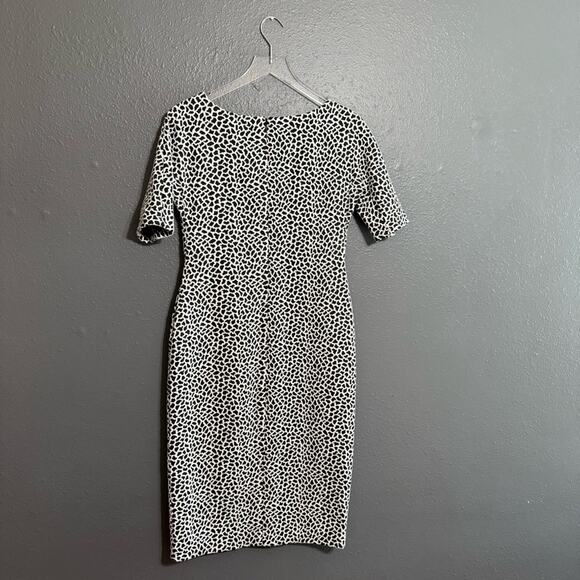Maggy London Black & White Spotted Midi Sheath Dress Size 8 - Picture 3 of 6